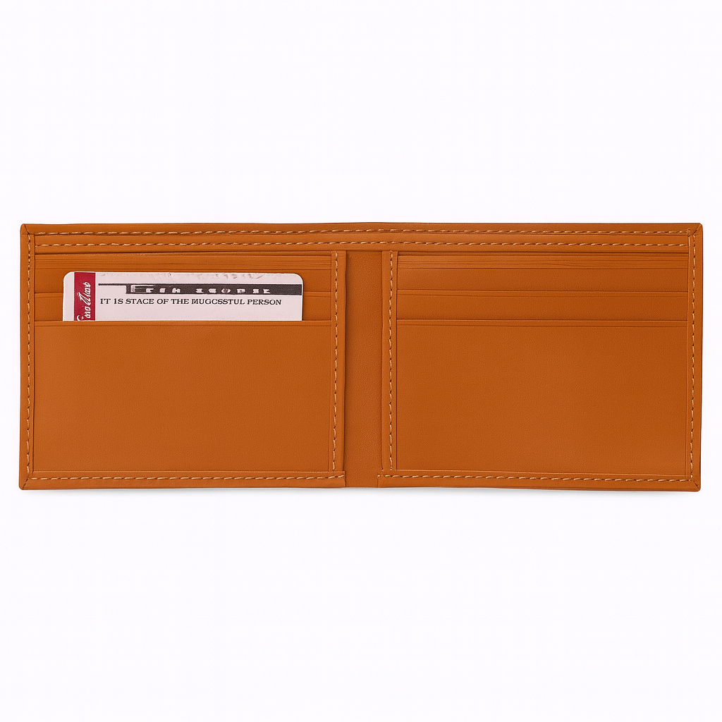 Riwayat Premium PU Leather Tan Brown Bifold Wallet for Men