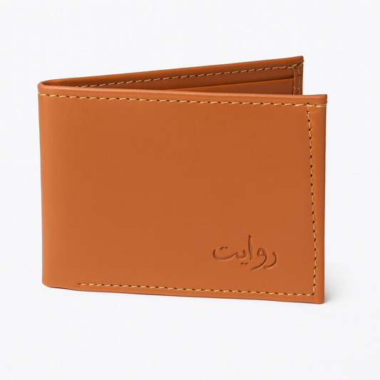 Riwayat Premium PU Leather Tan Brown Bifold Wallet for Men