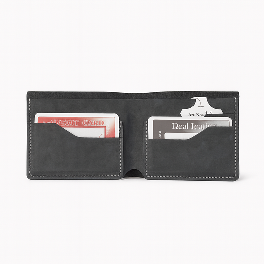 Premium Genuine Leather Wallet for Men – Bi-Fold with Card Slots & Embossed Riwayat Logo