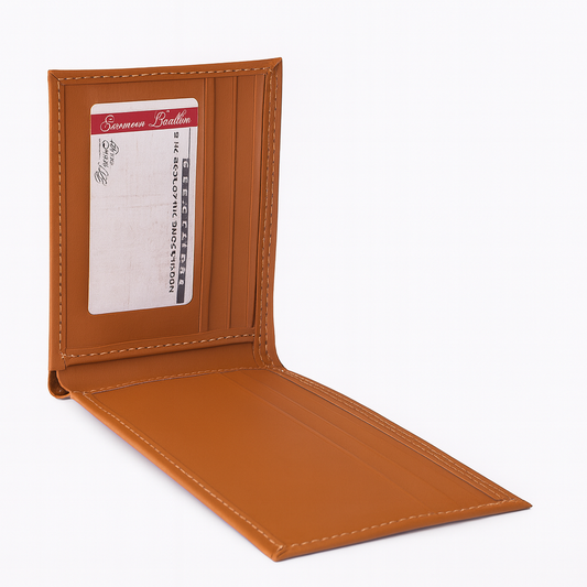 Riwayat Premium PU Leather Tan Brown Bifold Wallet for Men